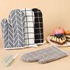 Cotton Linen Oven Mitts Microwave Heat Resistant Kitchen Gloves Baking Grilling BBQ Cooking