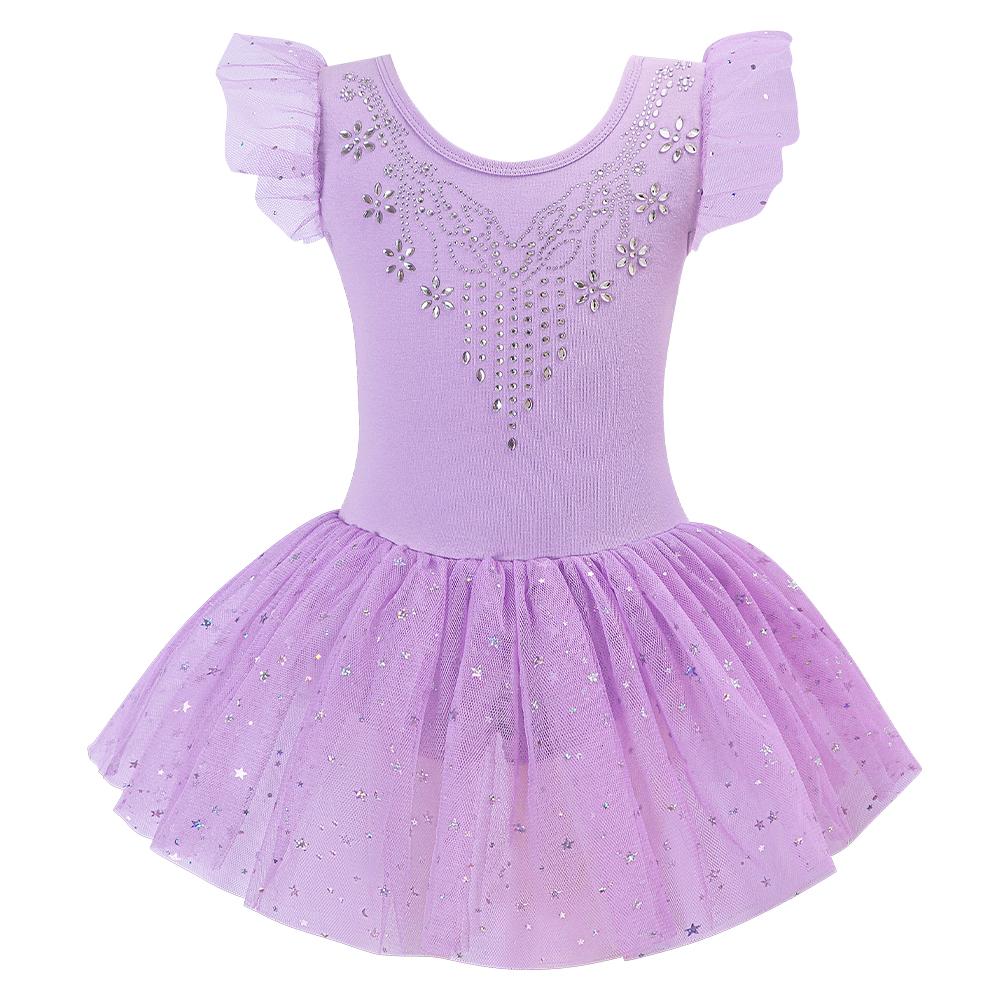 Girls Dance Leotards for Ballet Dress Shiny Tutu Skirted Leotard Gymnastics Bodysuit Ballet Wear Stage Performance Costume