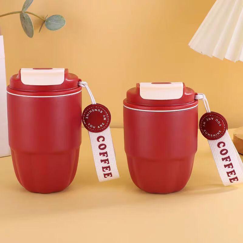 MRSIKEY Portable Insulated Coffee Mug with Straw