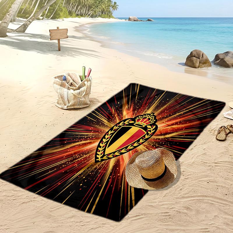 Belgien Fußball Druck Strandtuch Schnelltrocknend Super Saugfähig Weich Badetuch zum Schwimmen Strand Reisen Fan Souvenir Geschenk