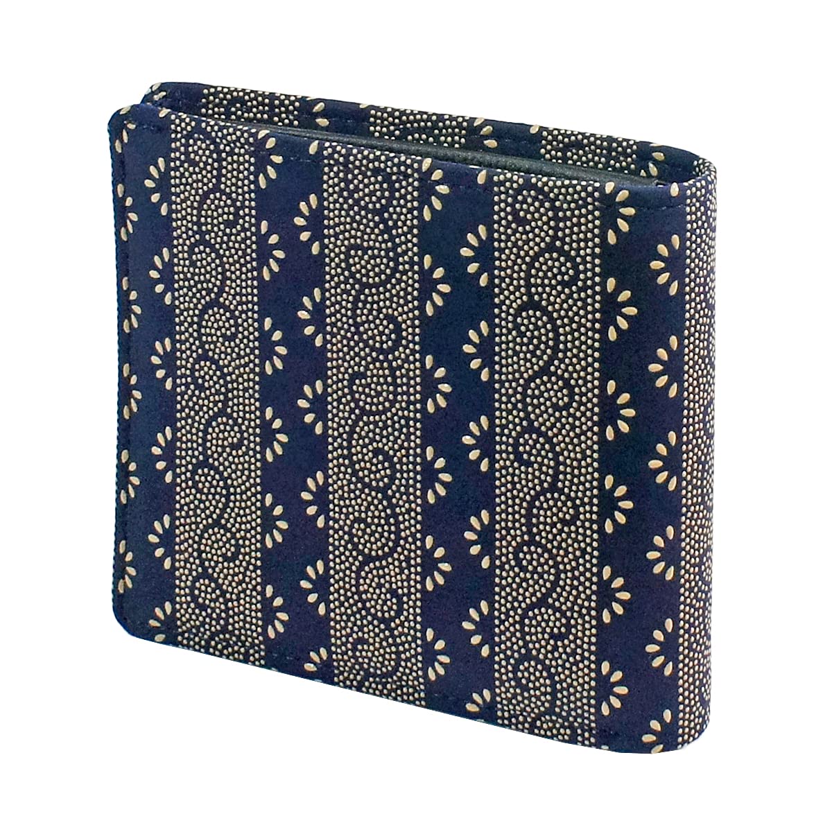 

[Inden-ya] Inden Bifold Wallet with Bill Compartment C, Thin Deerskin Leather, Navy Blue with White Lacquer, with Claw Arabesque Pattern, 2003-14-009