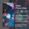 Moon Cherry Blossom Pattern Scenery Tempered Glass Phone Case for Huawei Nova 13 12 11 10 SE Mate 70 60 Pro Plus P60 P40 Covers