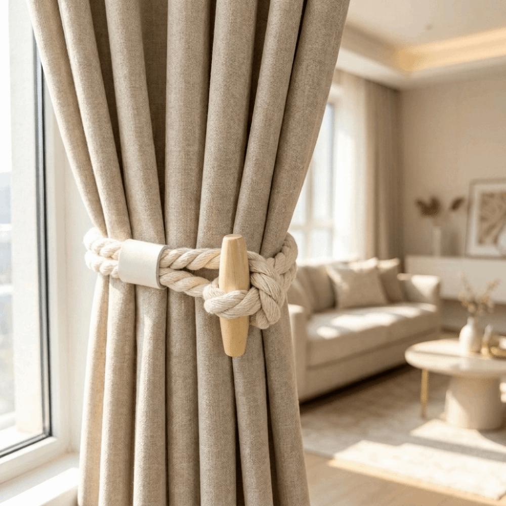 2Pcs Minimalist Curtain Buckles Adjustable Curtain Tie Rope Boho Curtain Tiebacks  Bedroom