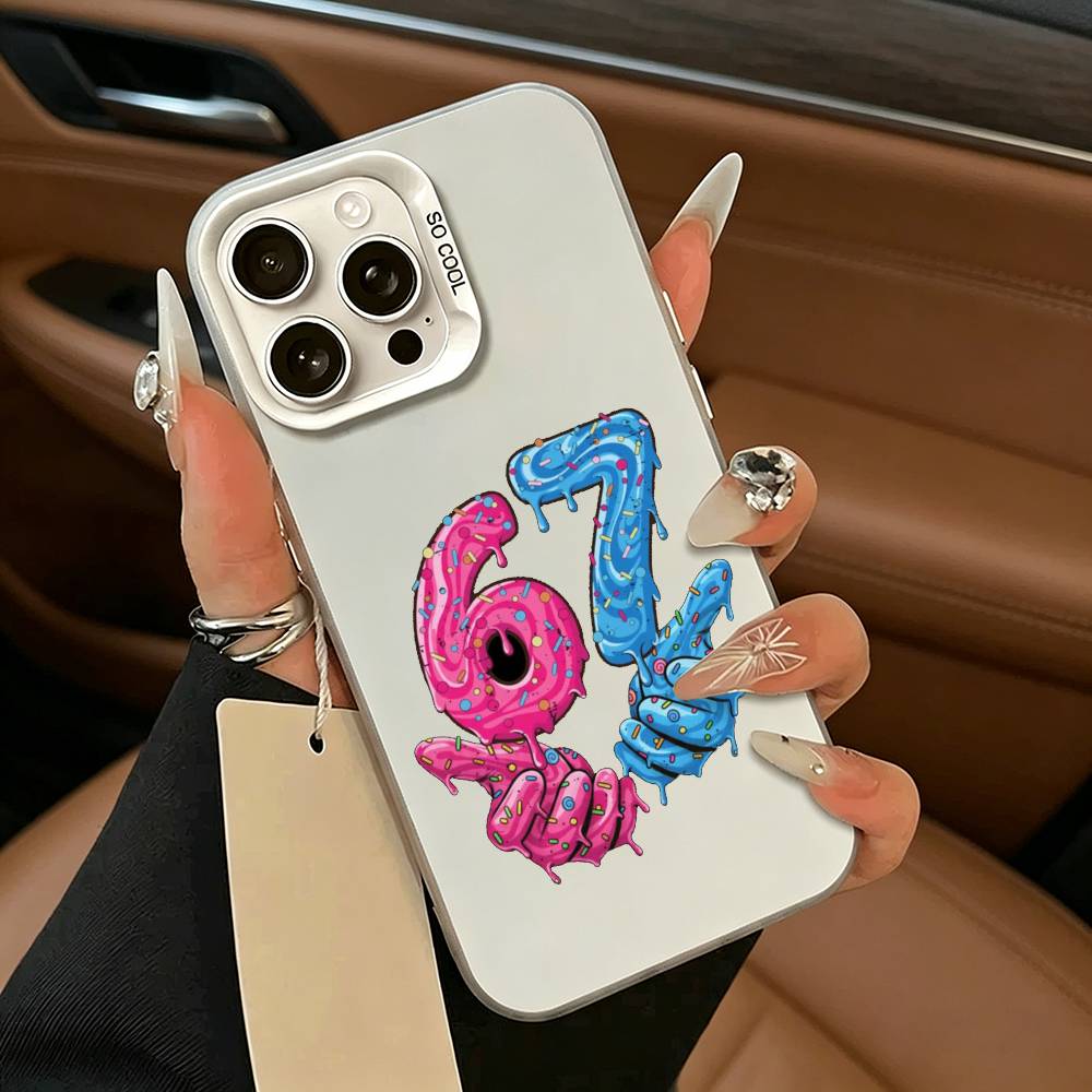 SS Fashion Six Seven 67 Phone Case For IPhone 17 Air 16 15 14 13 12 11 Pro Max White  Silver  Hard Cover