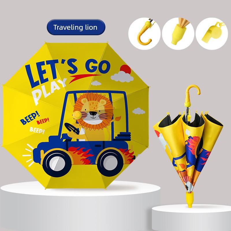 Children's Umbrella for Boys and Girls, Kindergarten and Primary School Students, Cartoon Black Plastic Sun Protection, Dual-Use for Sun and Rain