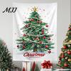 Indoor Holiday Wall Art Merry Christmas Tapestry, Hanging Fabric Backdrop, Xmas Tree Winter Seasonal Room Ornament for Living Room, Bedroom