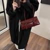 High End Burgundy Oil Wax Leather Underarm Bag Elegant Women's Magnetic Buckle Shoulder Bag Commuter Versatile Ladies Tote Bag CLE