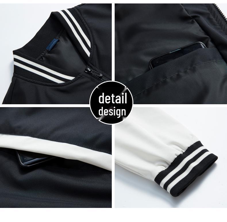 Hong Kong Style Color Block Waterproof Baseball Jacket - Men's Trendy Fashion for Spring & Autumn