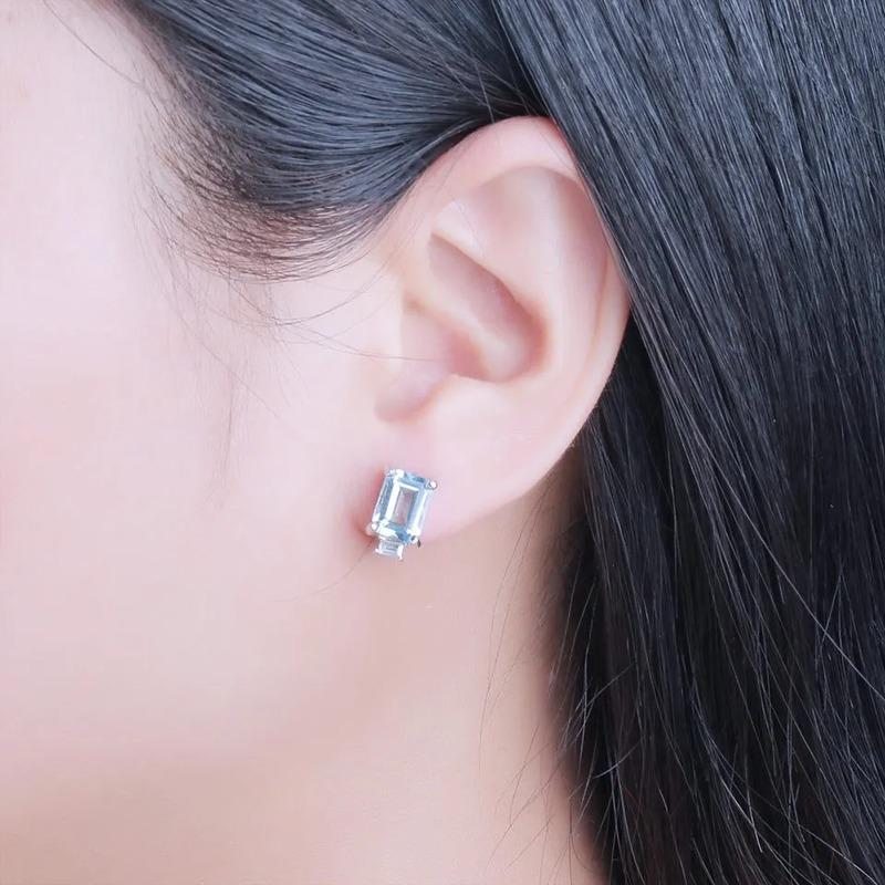 925 Sterling Silver Clip Earrings For Women Natural Gemstone  Earrings Blue Pink Emerald  Premium Topaz Fine Jewelry Party  Gift