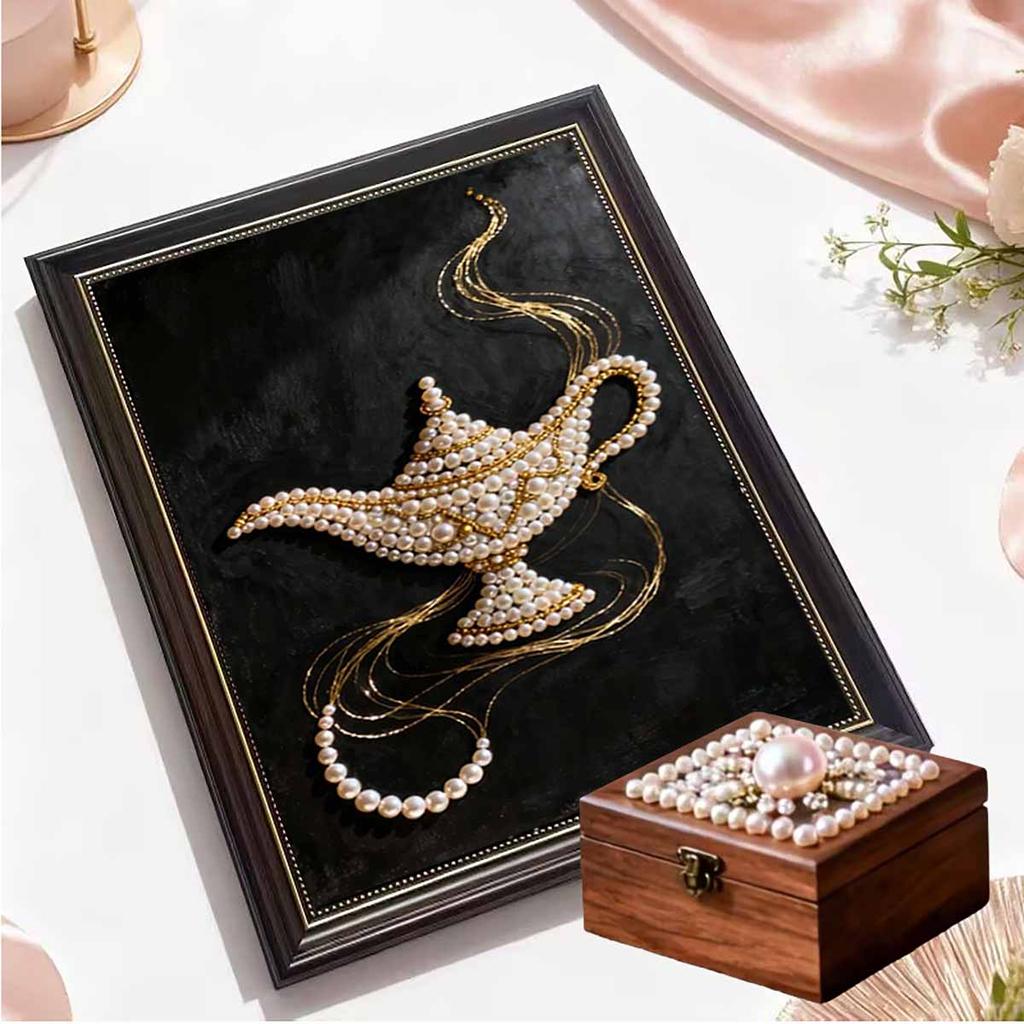 Crystal Pearl Painting 5D DIY Frame Decoration Painting Magic Lamp Home Wall Decoration Transparent Pearl Gemstone Painting Picture Art Crafts