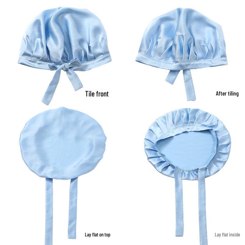 Silk Nightcap for Women's Hair Care - Adjustable, No-Mark Mulberry Silk Shower & Home Cap
