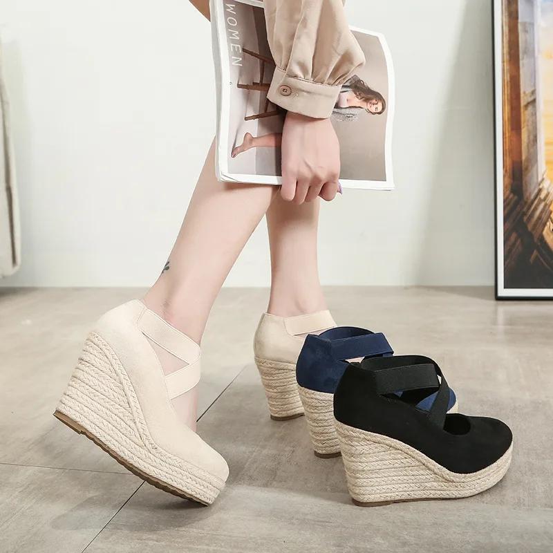 Spring Summer Shoes Women High Heels Elegant Ladies Wedges Shoes Brand Women Pumps Platform Woman Wedge Heel 10cm