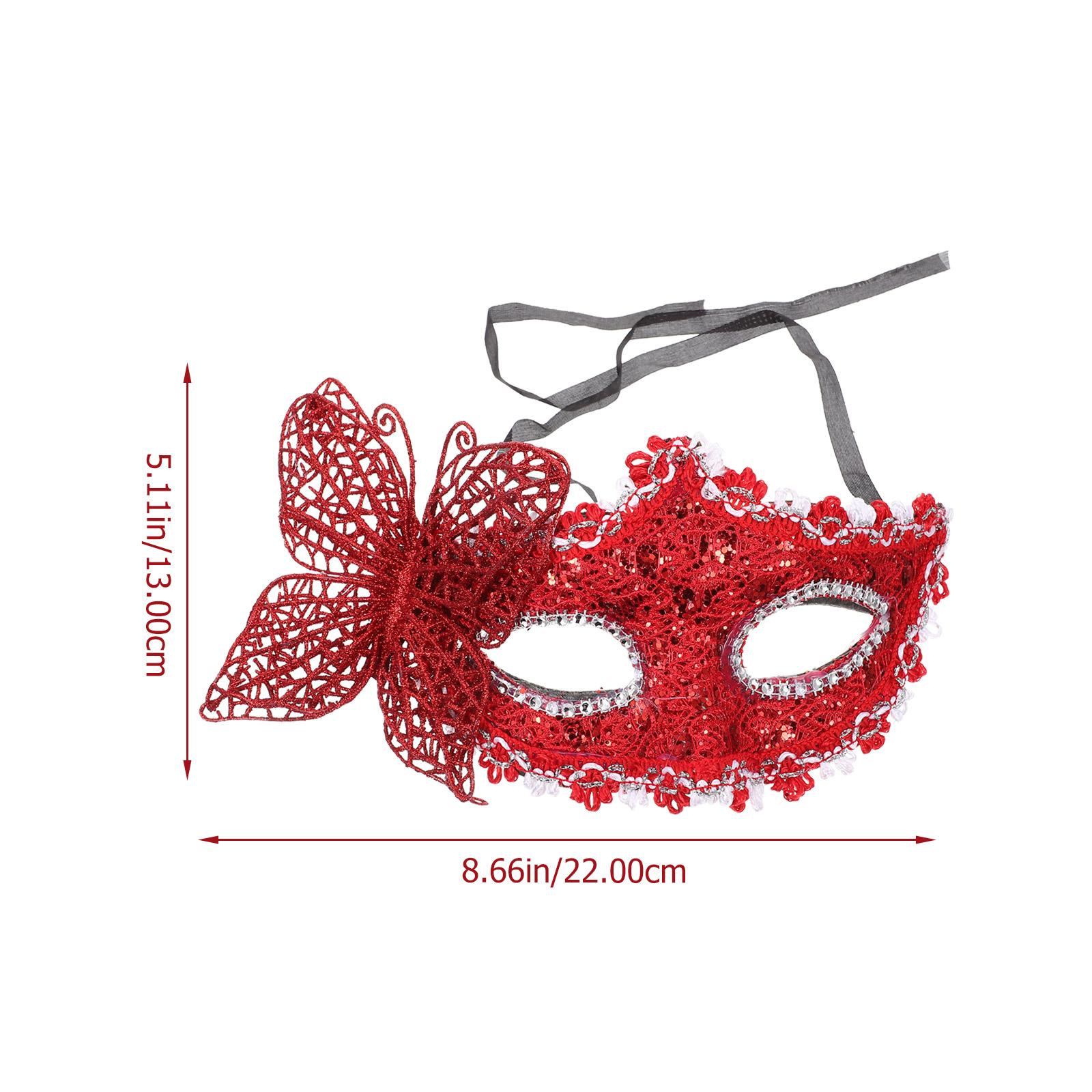 Маскарадная маска Кружевная Пластиковая Бабочка Половина лица Вечеринка Маска Ленточка Регулируемая для Женского Костюма Костюмированная вечеринка Реквизит красный