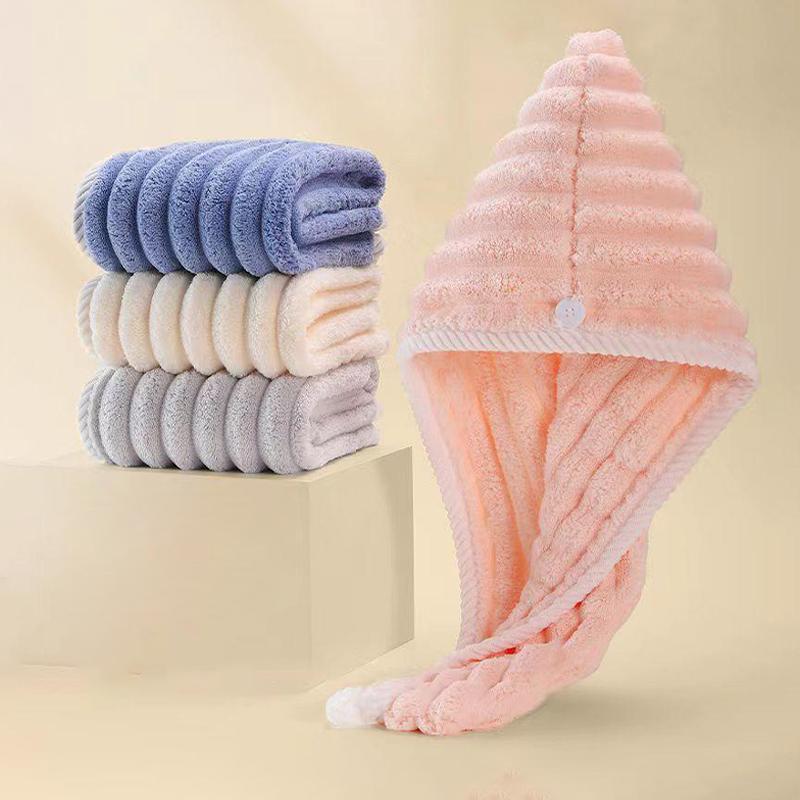 Wave Pattern Dry Hair Cap Towel Thickened Soft Strong Water Absorption Cute Quick-Drying Headband