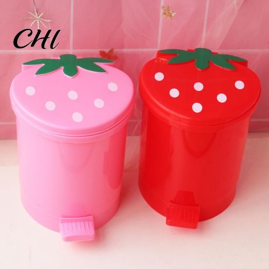 Secchio della Spazzatura Pattumiera Grande Capacità Buona Capacità di Carico Forma Raffinata Conveniente Alta Durabilità Contenitore per Rifiuti Decorativo Plastica Stile Fragola