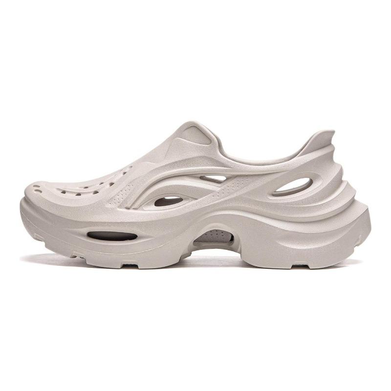 Li-Ning Zhixing Unisex Clogs Oatmeal Gray Thick Sole Breathable Anti Slip AGUU009-2 45