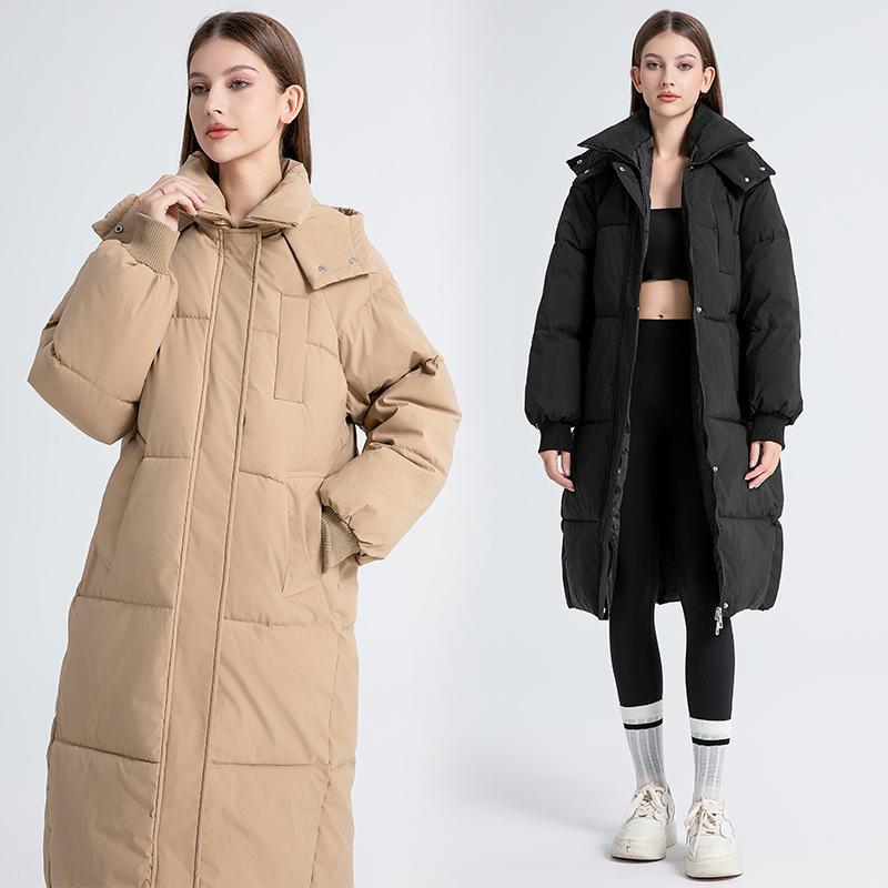 Herbst Winter Warme Parka Frauen Einfarbig Lose Lange Mit Kapuze Mantel Jacken Outwear M-XXXL