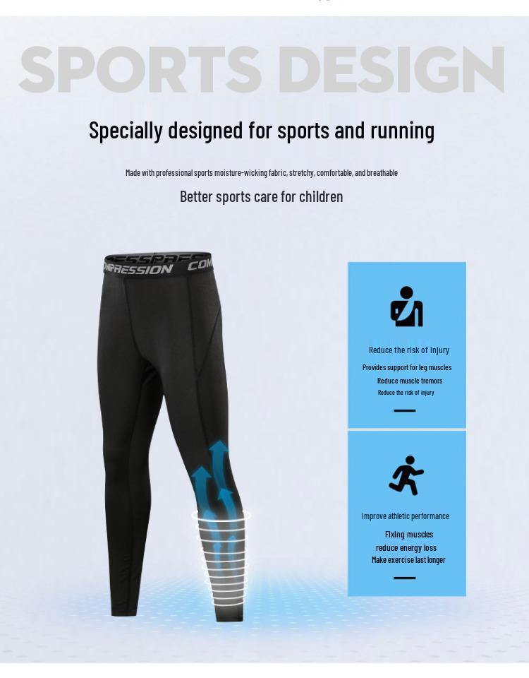 Boys' Quick-Dry Running Tights & Fitness Base Layer Set for Autumn/Winter