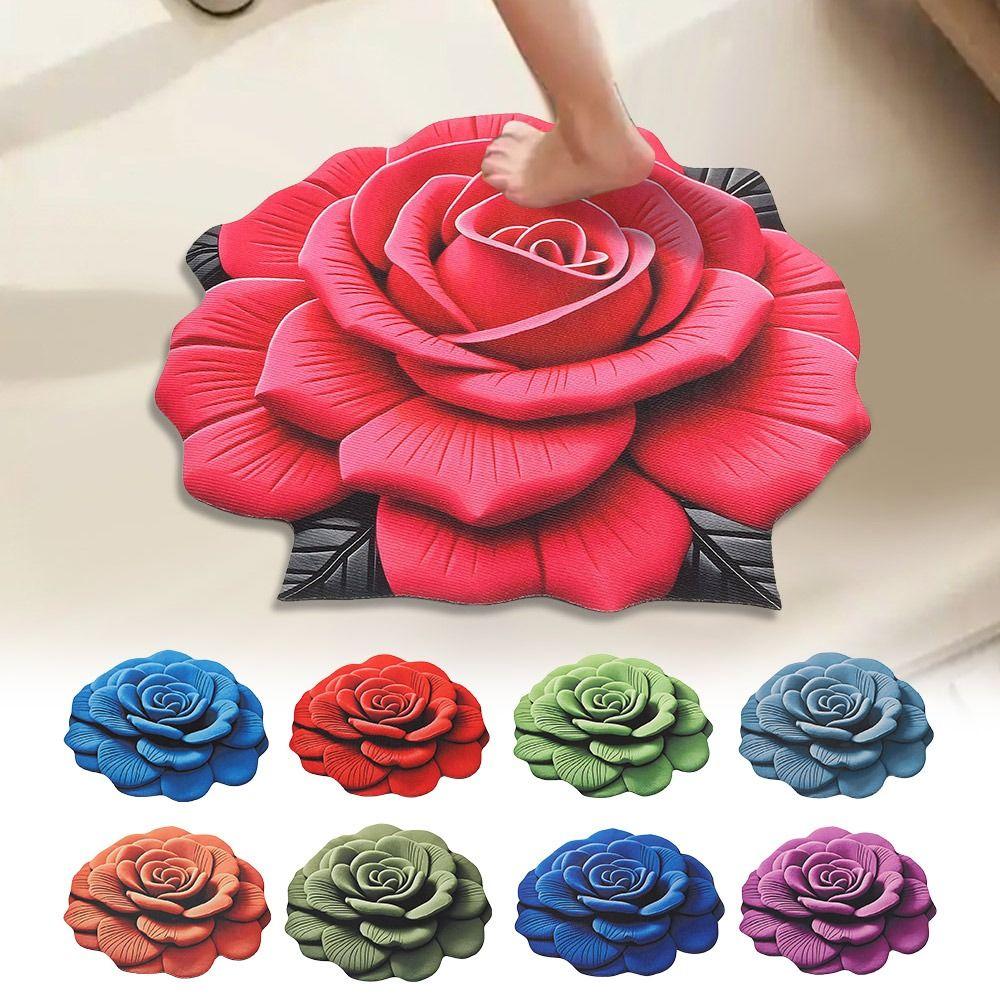 Soft Flower Carpet Non-slip Bathroom Floor Mat Peony Floor Mat  for Living Room Tea Table Bedside
