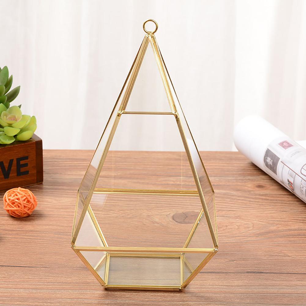 Geometrisk Transparent Glas Blomsterrum Glas Ringask Bröllopsring Smyckeskrin Heminredning