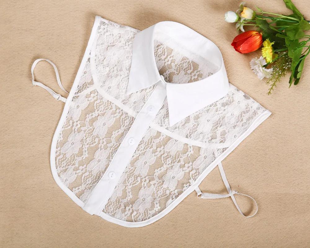 Lace Floral Fake Collars for Womens Shirt Detachable False Collar Blouse Lapel Elastic Collar Tie Girls Sweater Faux Col
