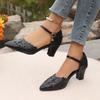 Women's Sandals Women's Thick-heeled One-strap Casual Shoes Medium-heeled Sandals