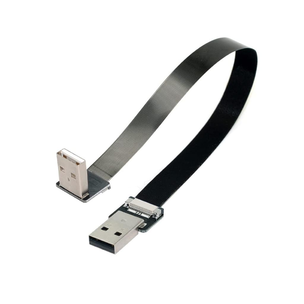 CY USB Type A Male To Type A Male Data Flat Slim FPC Cable 90 Degree Down Angle for and 200cm 2.0 FPV, Discs, Scanners, Printers,