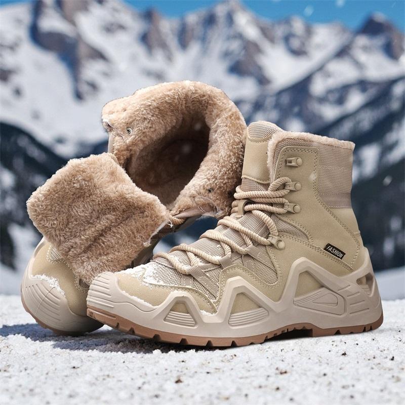 

Warm Fur Outdoor Mens Combat Tactical Desert Boots Male Field Hunting Hiking Shoes Climbing Training Waterproof Sports Shoes 41 хаки