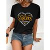 Sisters Letter Print Women's T-shirt Top Casual Short Sleeve Crew Neck Aesthetic Clothes