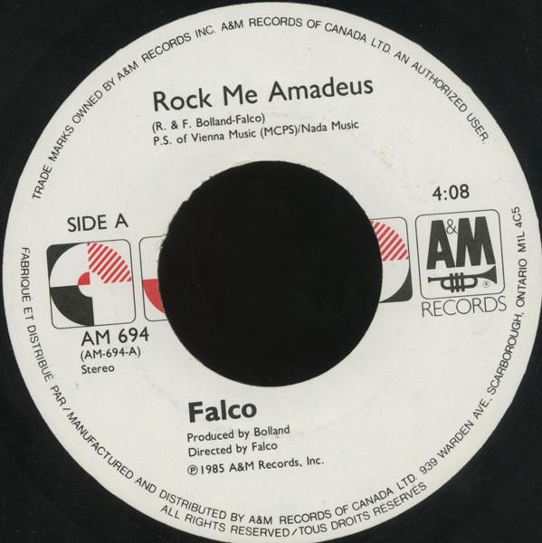 7inch Record FALCO - Rock Me Amadeus / Der Kommissar AM694 A&M 1985 Canada Rock Used