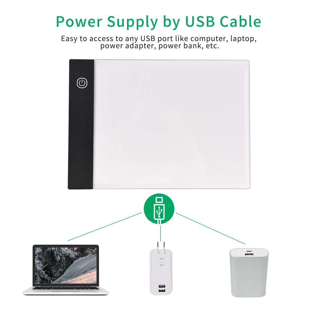 LED Light Pad   3mm  -Thin Drawing Board Copyboard Stepless Dimming USB Powered for Artist Animation Designing Sketching Calligraphy