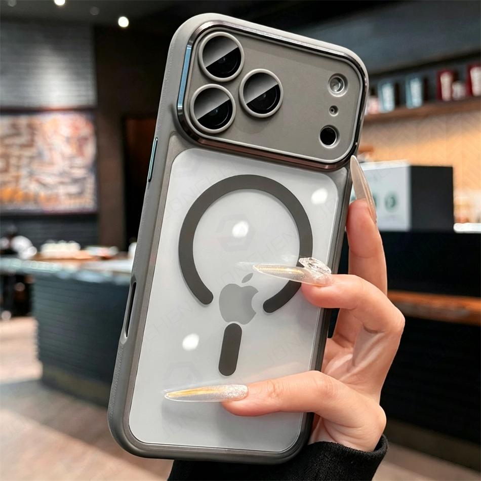 Für Magsafe Transparente Handyhülle für IPhone 18 17 16 15 14 13 12 Pro Max 18Pro Weinrot Kabelloses Laden Stoßfest Klare Abdeckung iPhone 12 Pro Max
