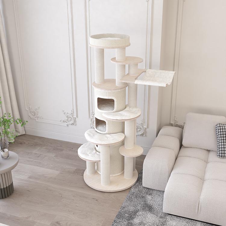 Multi-layer Luxury Cat Tree Climbing Frame Hammock Condo Kittens Interactive Sisal Scratching Post Plush Cat Tree