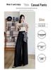 2025 Summer Women's Silk Scarf Print High-Waisted Wide-Leg Drape Pants - Fashionable Floor-Length Casual Trousers