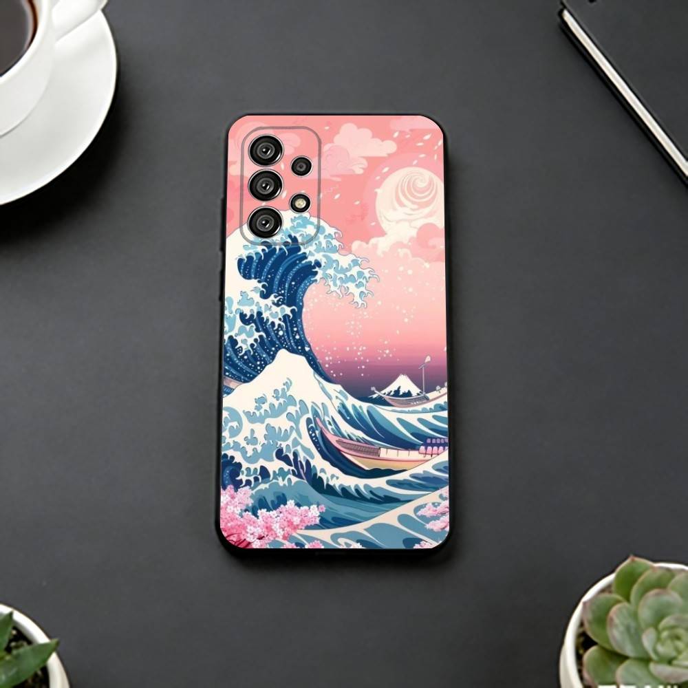 

The Great Wave Off K-Kanagawa Phone Case Black Silicone Soft For Samsung S25,S24,S21,S22,S23,S30,Ultra,S20,Plus,Fe,Lite Samsung S21 s305G