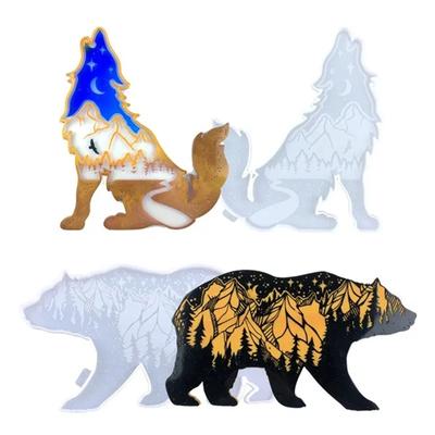 DIY Zăpadă Munte Micro peisaj Urs Lup Ornament Mucegai din silicon Cristal Rășină Epoxidica Artizanat Turnare Mucegai lucrat manual acasă