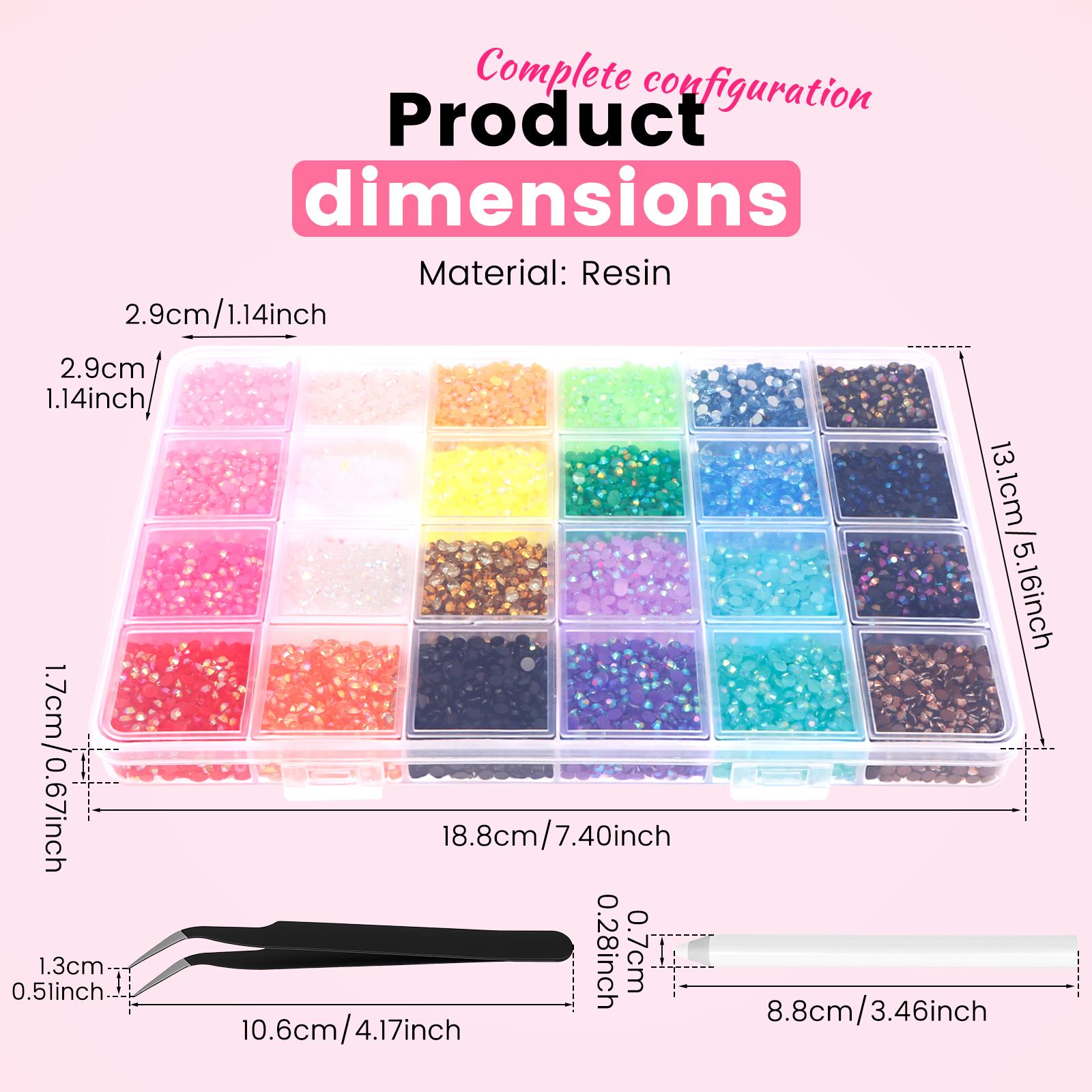 

24000/32000Pcs 3mm Jelly Color Glitter Resin Rhinestones Flat Bottomed Sparkling Gemstones for Nail Art Equipped with Tweezers