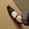 Fashion 2025 New Spring Women Pumps Square Toe Women Shoes Retro Shallow Genuine Leather Ladies Shoes Sheepskin Mary Janes