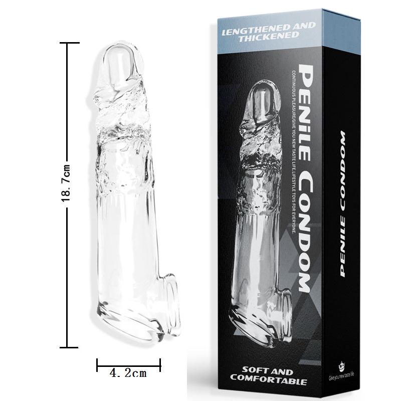 MELEON Realistic Penis Extension Cock Sleeve Reusable Silicone Penis Enlarger Delay Condoms For Adult Men Dildo Enhancer Sex Toys