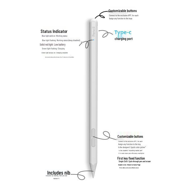 2nd Gen Magnetic Stylus Pen for iPad - Fine Tip, Tilt & Pressure Sensitive