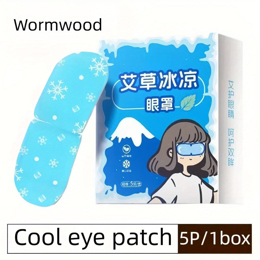 Compressed Ice Eye Mask, Mugwort Mint Summer Cooling Eye Patch, 5 Pieces/box, Sleep Aid, Cooling Mask, Breathable Material, a Must-have for Self-care,