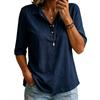 Women Casual Half Sleeve Shirt Lightweight Buttoned Polo Collar Top Relaxed Fit Tunic Blouse for Everyday Wear