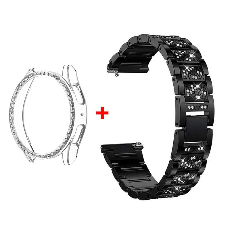 

Металевий Ремінець+Корпус для Samsung Galaxy Watch7 6 5 4 40мм 44мм Ремінець Жіночий Нержавіюча Сталь Алмазний Браслет & Захисний Бампер Аксесуар Galaxy watch7 40mm
