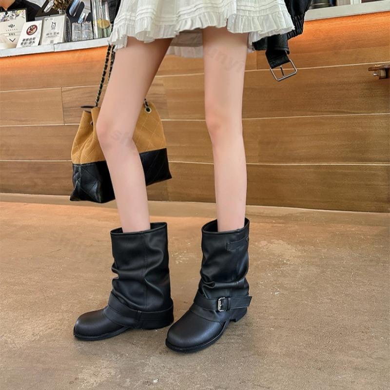 Fashion Women Suede Casual Boots 2025 Autumn Fashion Ankle Boots New Short Slip on Buckle Retro Versatile Soft Bottom Boot Botas Mujer