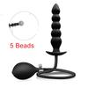 Super Long 5 Beads Inflatable Anal Plug Silicone Column Expandable Big Butt Plug Dildo Pump Ass Dilator Bdsm Sex Toy for Couples