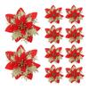 10pcs Christmas Ornament Flower 14cm Glitter Artificial Christmas Flowers Tree Ornaments For Home Wedding Decor New Year Gifts