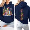 Women's Christmas Print Hooded Sweatshirt Lightweight Long Sleeve Pullover for Holiday