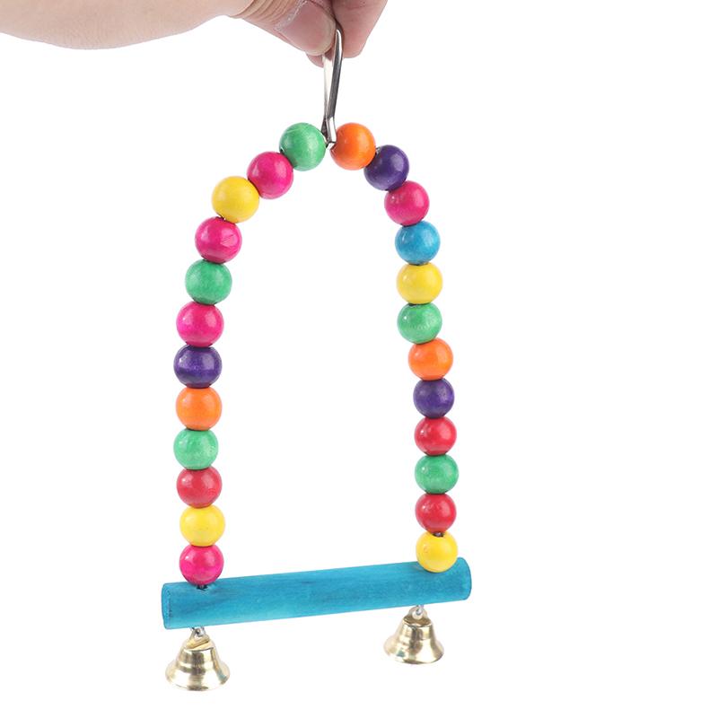 Natural Wooden Parrot Swing Toy Bird Supplies Perch Hanging Swings Cage For Pets