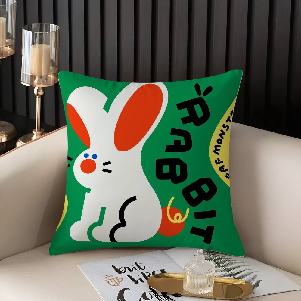 Pillow Case Cute Animal World Home Dorm Chair Back Short Plush Double-sided Printing Office Nap Time Cushion Cover