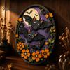 Festive Halloween Wall Accents Oval Sign, Layered Wooden Decor Cute Ghost Bat Spooky Home Decorations Pumpkin Witch Designs, Art Decoration